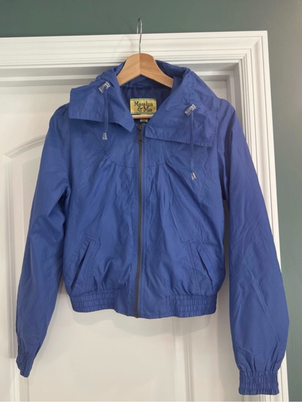Maralyn & Me Vintage Women’s Royal Blue Hooded Rain Jacket